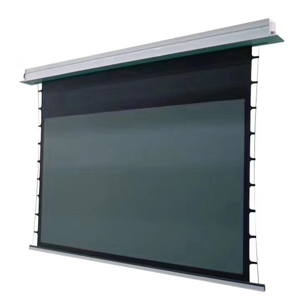 Tela de tensão de etiqueta embutida no teto de geração, superfície de tela de projeção de cristal preto 4K/8K HD 16:9
