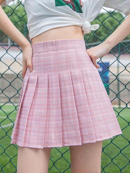 Röcke Sommer Hohe Taille Kurzen Für Frauen Plissee Plaid Printeing Mini Rock Schule Uniformen Damen Nette Jupe Kawaii