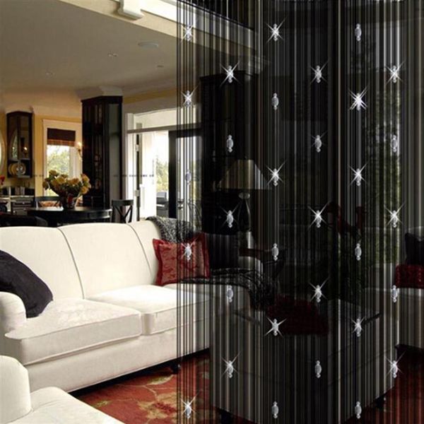 Cortinas blackout modernas para sala de estar com contas de vidro, cortina de corda para porta, branco, preto, janela de café, decoração300j