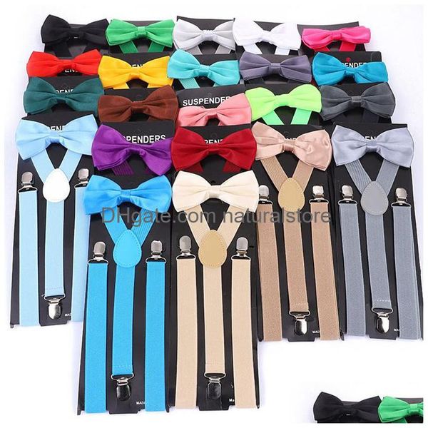 Suspensórios personalizados Adt Suspender com Bowtie Moda Homens Bow Tie Set Mulheres Suspensórios Meninas Laços Ajustáveis Acessórios Drop Delivery Dhnor