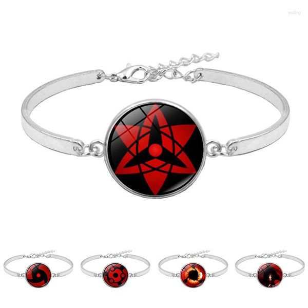 Charm Armbänder Cosplay Japan Anime Armband für Männer Schmuck Sharingan Auge Druckknopf Glas Cabochon Armreif Kinder Freunde Fans Geschenk