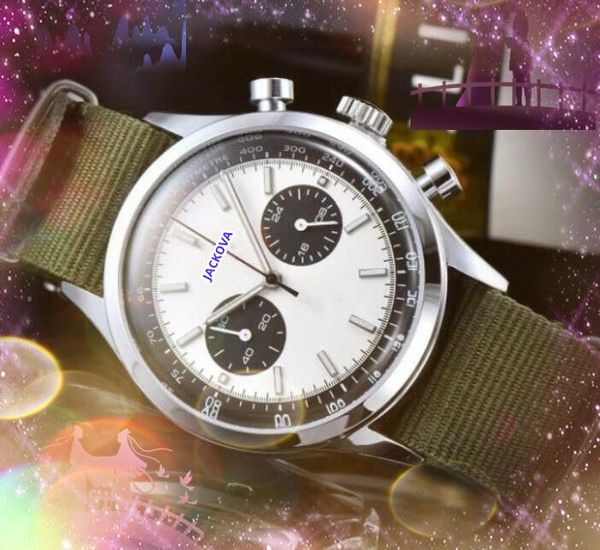 Highend dois olhos design dial cronômetro relógios masculino bateria de quartzo super lumious relógio popular completo funcional data automática dia tampa de vidro banhado a prata caso relógio