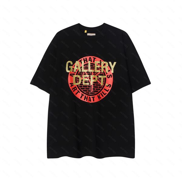 Galeriler Bölümü Harajuku 23SS Bahar Vintage Yıkanmış Sanat Altın Damga Mektupları Öldüren Sanat Basılı Logo Tişörtünü Gevşek Büyük Boy Hip Hop Unisex Kısa Kollu Tees Xur