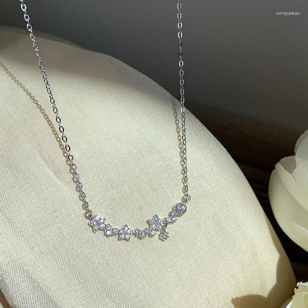 Bolsas de jóias Sintética Moissanite Diamante Zircon Star Colar Feminino Super Flash Floret Clavicle Chain