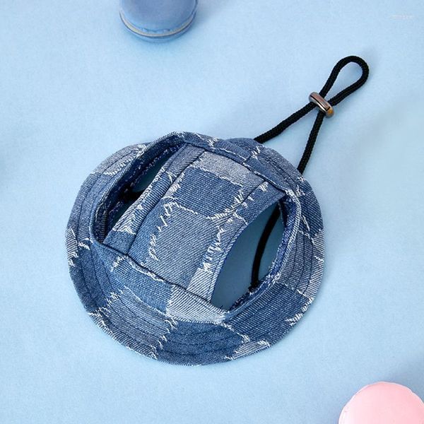 Abbigliamento per cani Cappello in denim Estate Tomba per cuccioli Cappelli Cat Visor Visor con buchi per le orecchie Piet Accessori per esterni Sun Sun