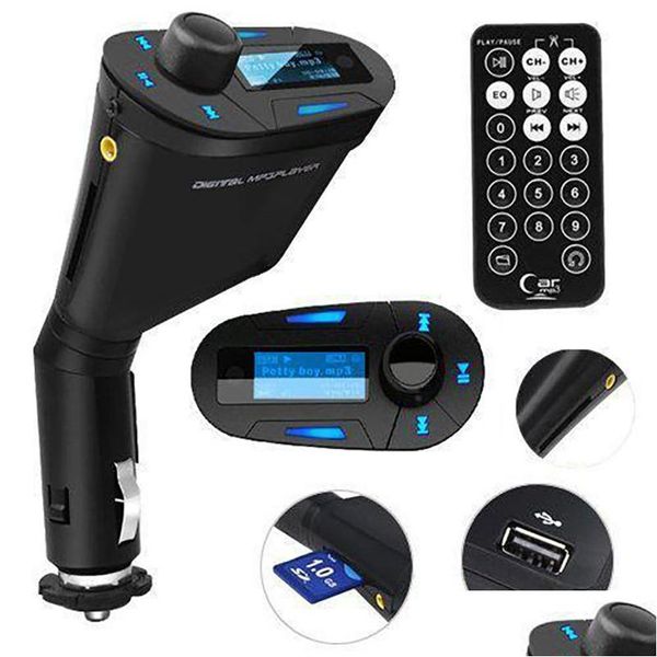 Araba Audio LCD Kit MP3 Stereo O Player Kablosuz Şarj Cihazı FM Verici USB Şarj Cihazları Adaptör WMA SD MMC Kart Yuvası Bırakma Teslimat Otomobi Dhjuc