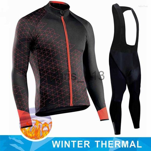 Andere Bekleidung Rennsets Winter-Thermo-Fleece-Set Fahrradbekleidung Herren-Jersey-Anzug Sport Reiten Fahrrad MTB-Bekleidung Trägerhose Warm Ropa Ciclismo x0915