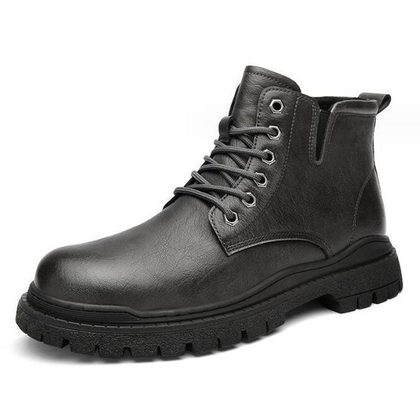 Botas de couro para homens plataforma moda all-match botas de moda masculina zapatos para hombres botas para meninos sapatos de festa 38-44