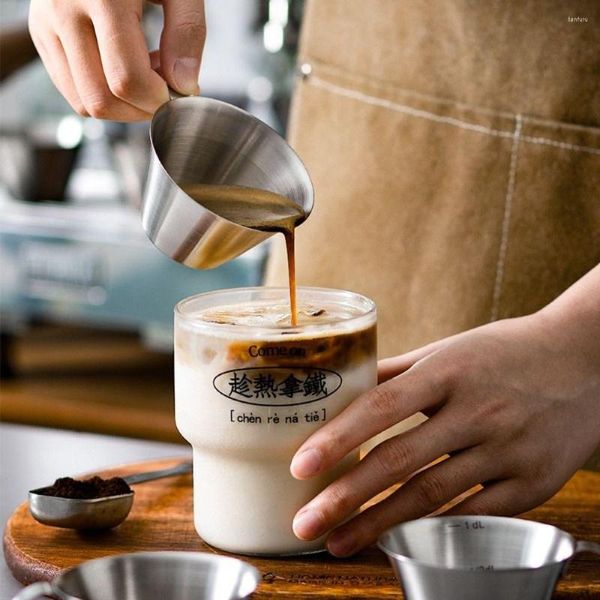Tumblers 2oz Cafe Mutfak Barista Ölçekli Paslanmaz Çelik Süt Sürahi Kahve Jug Espresso s Ölçüm Kupası