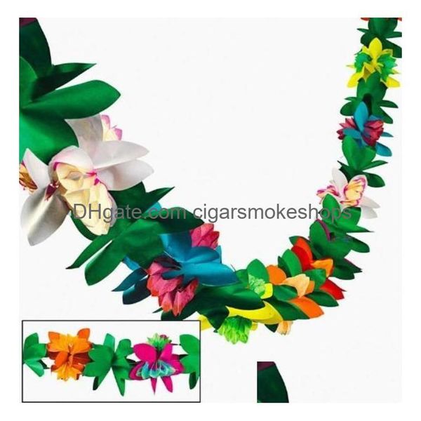 Banderas de pancarta Novedad Colorf Tejido Flor Guirnalda para fiesta Luau Decoración de playa de verano Hawaii 3 metros Guirnaldas de papel 300 cm Gota del Dhqzs