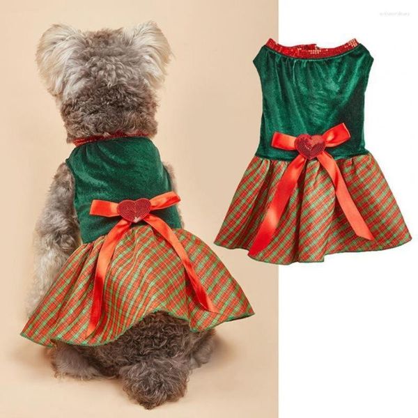 Abbigliamento per cani Decorazione con fiocco Abito per animali domestici Abiti festivi Abiti natalizi per cani Gatti Comodo costume adorabile lavabile Piccolo