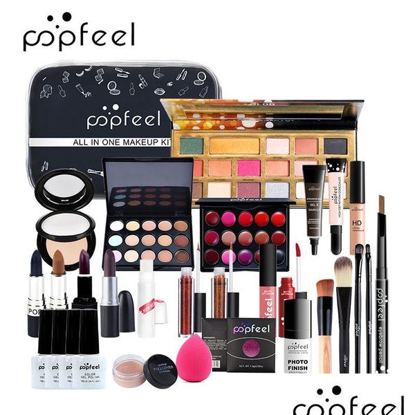 Наборы для макияжа Popfeel Make Up Set Косметика Kiteyeshadow Губная помада для бровей Bb Крем Пудра для лица Корректор Польский лак для ногтей 30 шт. в 1 капле De Dht32