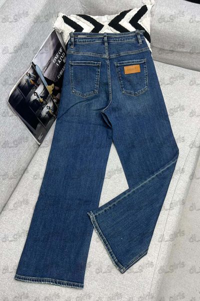 Jeans da donna Jeans denim firmati High Street stile moto gamba dritta, jeans con gamba tagliata con toppa ricamata artigianale speciale per donna di_girl