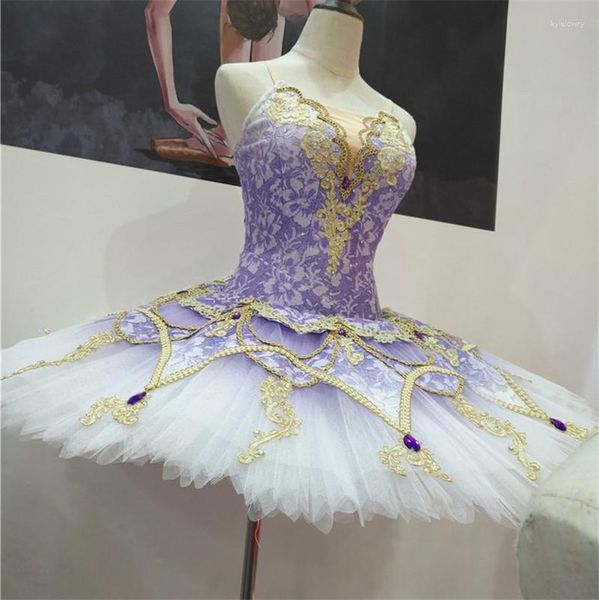 Palco desgaste profissional 12 camadas tamanho personalizado mulheres adulto ballet dança desempenho tutu vestido roxo