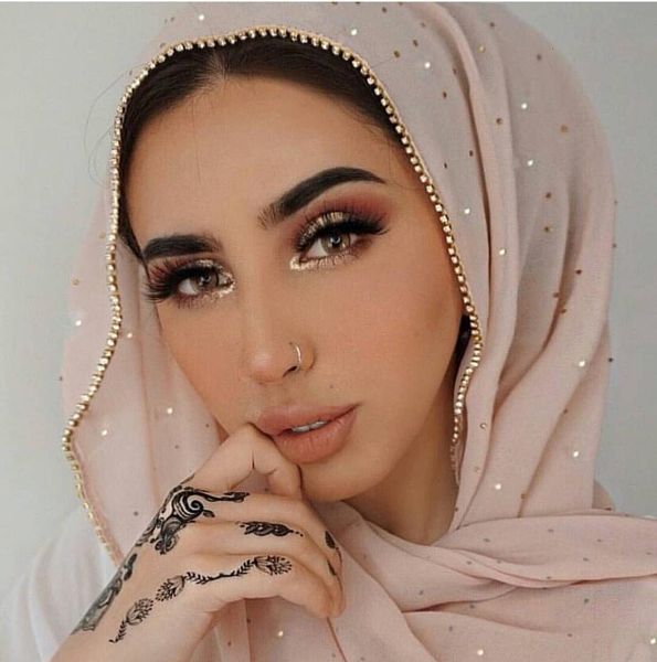 Sciarpe di lusso oro chiffon testa sciarpa solido morbido lungo musulmano per le donne hijab musulman femme scialle e avvolgere foulard islamique 230915