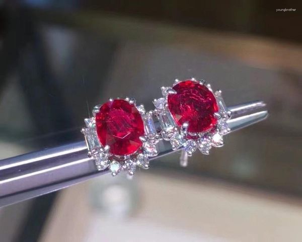 Stud Küpe Doğal Emerald Ruby Modaya Modaya Mücevher Taşları Basit Dünyanın İlk Beş Taşları