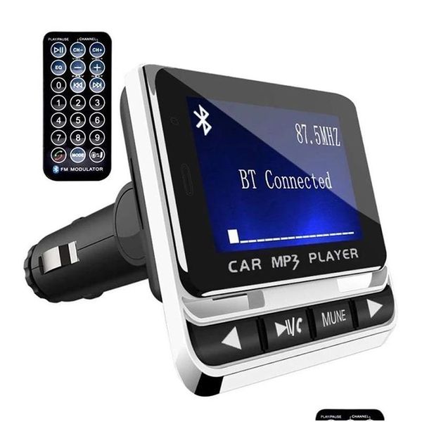 Bluetooth-Auto-Kit, MP3-Player, kabelloser FM-Transmitter, LCD-Bildschirm, unterstützt TF-Karte, Drop-Lieferung, Mobiltelefone, Motorräder, Elektronik, Dhqwt