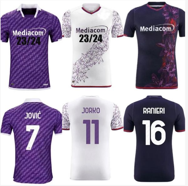 23 24 Fiorentina Fußballtrikots J. IKONE 2023 2024 CASTROVILLI ERICK Florenz Trikot ACF JOVIC A. CABRAL Milenkovic C.Kouame Fußballtrikot