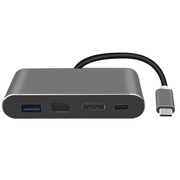 3.0 HUB USB C Splitter Typ-C zu HDMI Gigabit Netzwerkkarte RJ45 Konverter IOSMacotg Aufladen