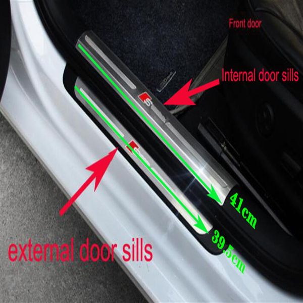 Aço inoxidável 8pcs4pcs interno 4pcs externalcar porta soleiras placa de decoração barra de proteção de limite para Audi A3 2014-2227v