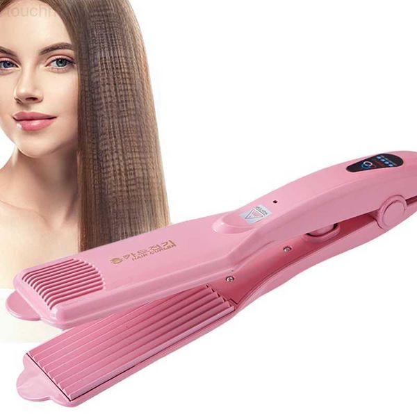 Encrespadores de cabelo Alisadores de cabelo cerâmico Ferro ondulado Penteado fofo Placas largas Fast Hair Crimper Flat Iron Curling Wave Volumizing Hair Styler Tool L230916