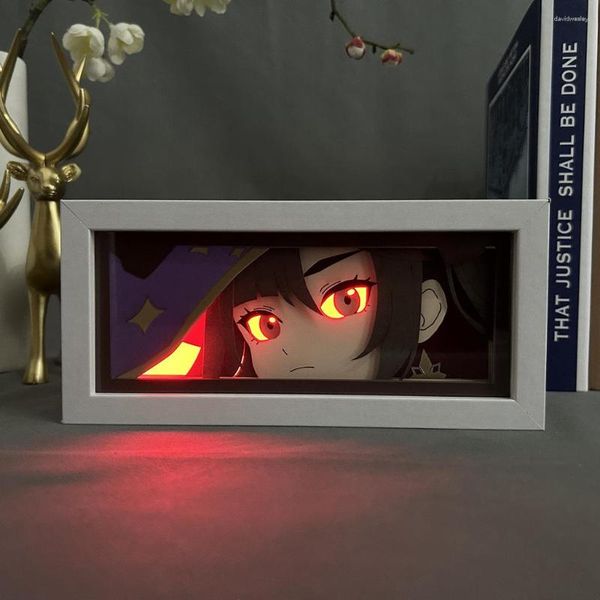 Nachtlichter Mona 3D Anime LED Lichtbox Genshin Schlafzimmer Zimmer Actionfigur Spielzeug Papierschnitzerei Kind Geburtstagsgeschenk