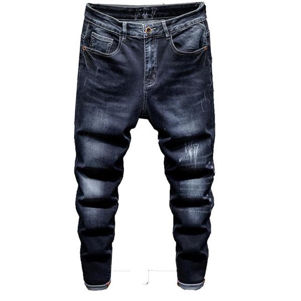Jeans masculinos voreloce clássico tendência carta impressão denim harem calças 2021 primavera marca algodão estiramento juventude moda tapered261p