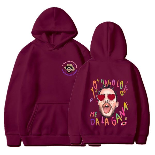 Cross border novo produto un verano sin ti bad bunny impresso moda masculina casual suéteres com capuz para mulheres