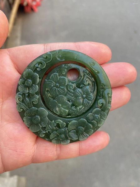 Colares Pingente Original Puro Natural Hetian Jade Esculpido à Mão Verde Jasper Atestado Nephrite Jóias Presentes Nobres