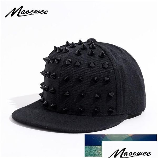 Stingy Brim Chapéus Uni Punk Hedgehog Chapéu Personalidade Jazz Snapback Spike Studded Rebite Spiky Boné de Beisebol para Hip Hop Rock Dan Dhgarde Dhfqx