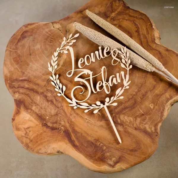 Forniture festive Topper per torta nuziale personalizzato con nome rami di legno Compleanno personalizzato