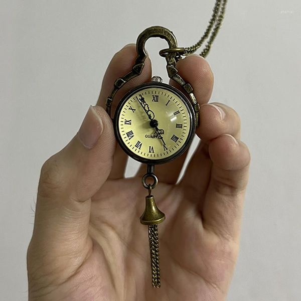 Orologi da tasca Orologio al quarzo con piccola sfera vintage carino per uomo Donna Custodia trasparente Fob Collana con ciondolo a catena Collezione di orologi Regalo