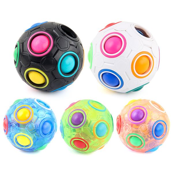 Bolas magnéticas Brinquedo de descompressão de bola de arco-íris giratório giroscópio quebra-cabeça redondo de doze buracos de cor mista brinquedo de bola mágica para crianças brinquedos fidget adultos presente de natal