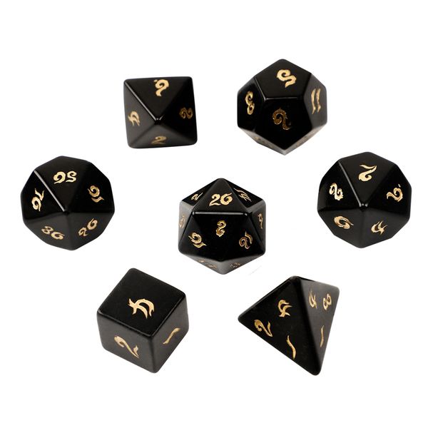 Natürliche Obsidian Polyedrische Lose Edelsteine Würfel 7er Set Dungeons Dragons Stein Würfel Set DND RPG Spiele Ornamente Spot Waren Großhandel Akzeptieren Angepasst