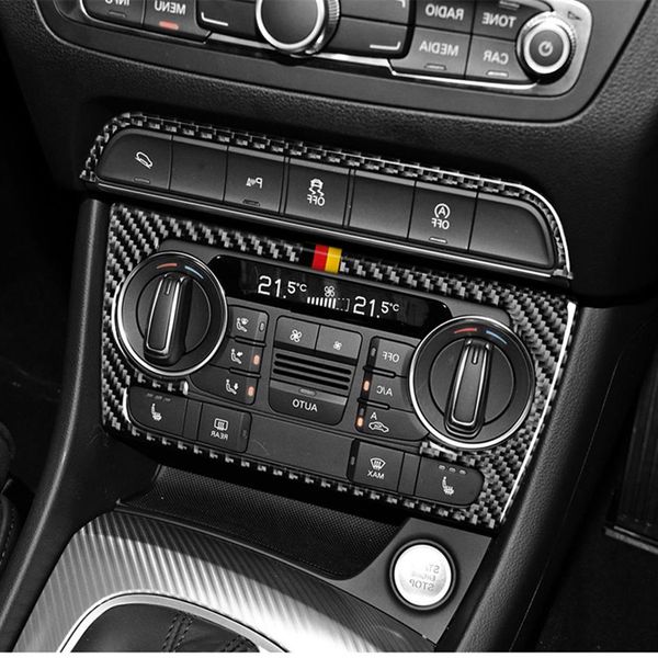 Accesorios para automóviles, pegatina Interior de fibra de carbono para coche, consola CD, perilla de aire acondicionado, tiras de marco, cubierta embellecedora para Audi Q3 2013-2018234y