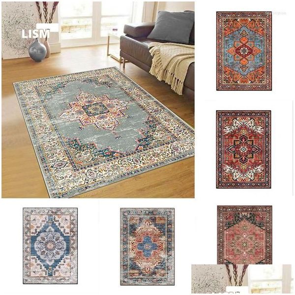 Tapis Bohême Persan Tapis Tapis Pour Salon Tapis De Sol Porte Ethnique Gypsy Maroc Chambre Anti-Skid Flanelle Maison Moderne Dr Dhaxx