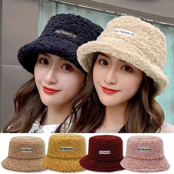 Cappelli a tesa larga secchiello 2024 agnello cappello di pelliccia sintetica invernale caldo velluto per le donne signora addensare Bob Panama berretti da pescatore all'aperto ragazze 230915