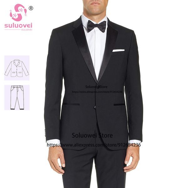 Abiti da uomo Blazer Moda Slim Fit per uomo Matrimonio 2 pezzi Pantaloni Set Groomsmen formale Cena Smoking Blazer Costume Homme Pour Mariage 230915