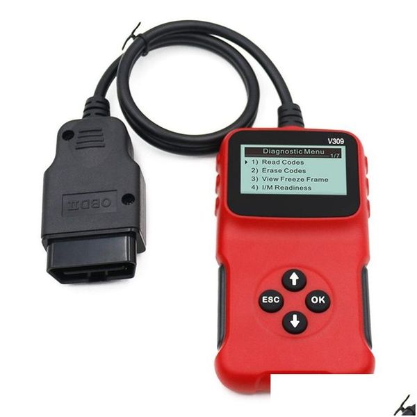 Diagnosewerkzeuge 8-15,5 V MTIPLE-Sprachen V309 Autofettscanner Obd Obd2 Elm327 Codeleser-Prüfwerkzeug Drop Delivery Mobiles Motorcyc Dhhkq