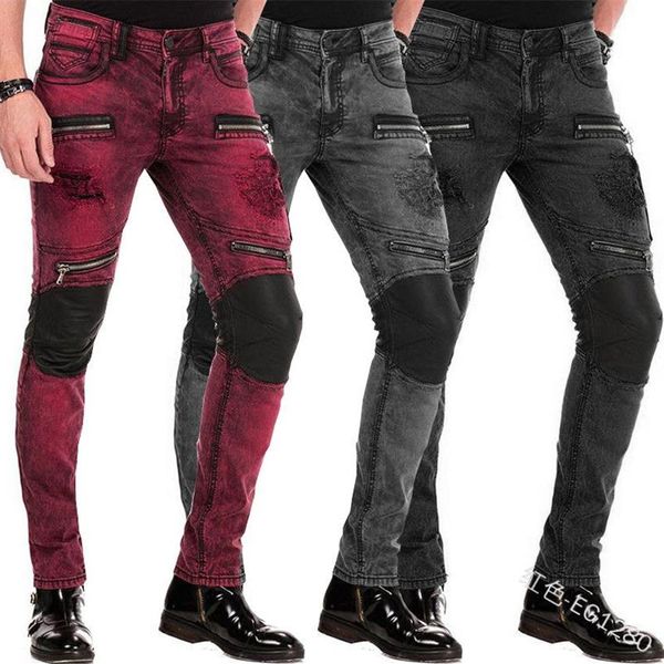 Herren Jeans Herren Reißverschluss Männer Slim Casual Plus Size Niedrige Taille Skinny Ganzkörperansicht Herbstmode Bleistifthose Lugentolo1727