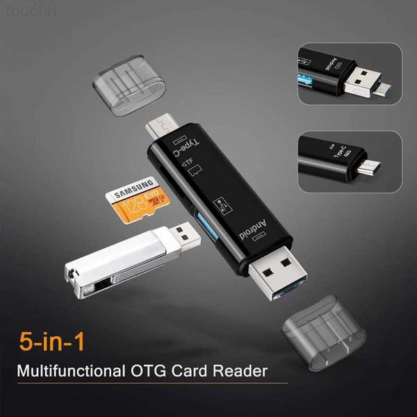 Speicherkartenleser 5 in 1 Multifunktions-USB 2.0 Typ C/USB/SD-Speicherkartenleser OTG-Kartenleser-Adapter Mobiltelefonzubehör L230916