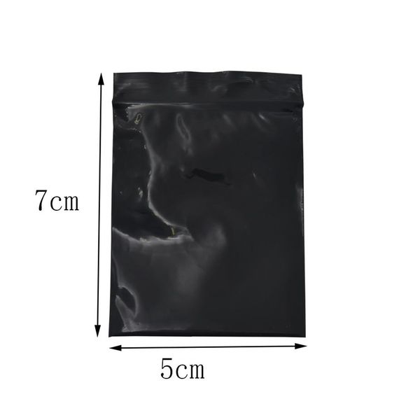 5 7cm Mini Preto Zip Lock Resealable Zipper Bag 500 pçs / lote Auto Seal Plastic Package Bag Retail Zipper Mercearia Embalagem de Presente Storag279f