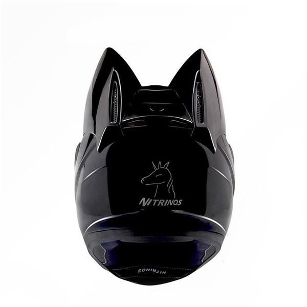 NTS-003 NITRINOS Casco moto di marca integrale con orecchie di gatto Casco gatto personalità Moda Casco moto taglia M L XL XXL3003