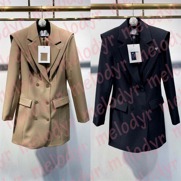 Stickereibrief Blazer Designer Frauen Anzug Kleider Herbst warme Langarm Rock Arbeit Kleider Langstil Blazer Mantel