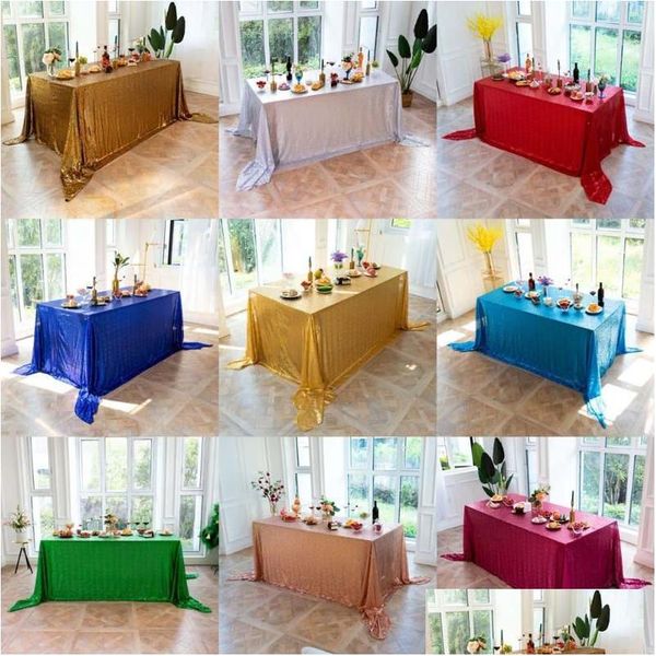 Tischdecke Manteles Para Fiesta Gala Dekoration Tischdecke Pailletten Rechteckig Hochzeit Party Weihnachten Halloween Zeremonie Er Drop Deli Dhft6