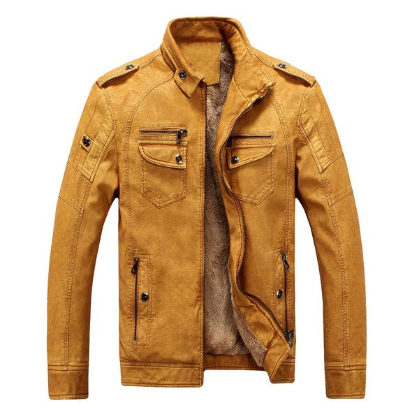 Дизайнерская мужская кожаная куртка, модная мужская куртка со стойкой, облегающая толстая шерстяная мужская куртка, осень и зима