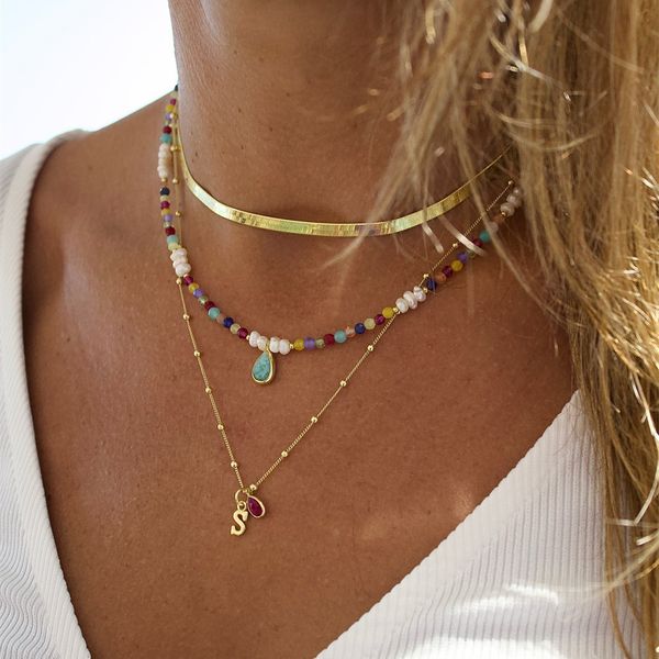 Pingente colares boêmio multicamadas artesanal cadeia mista para mulher moda gota de água cristal jóias presente 230915