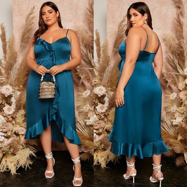 Plus size vestidos de ocasião especial vestidos de noite vestido de festa de baile uma linha novo personalizado rendas até zíper sem mangas querida cetim elástico