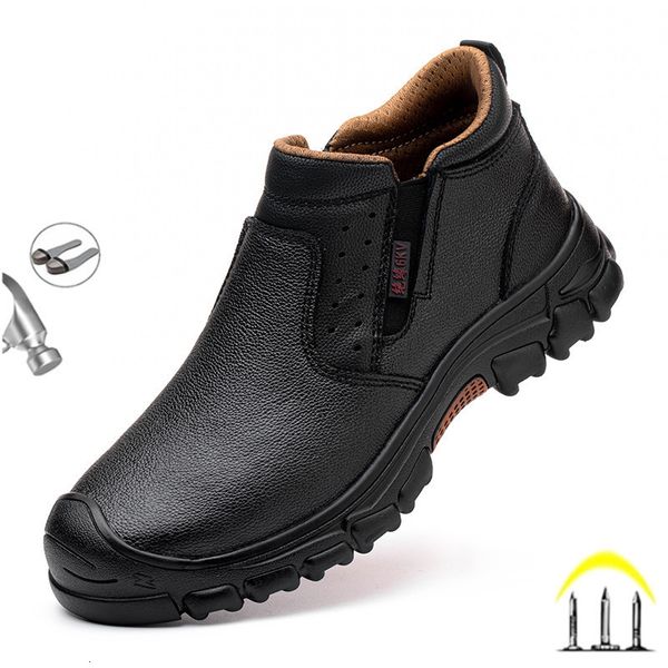 Sapatos de vestido Genuíno Couro Vaca Camurça Sapatos de Trabalho de Segurança para Homens Cabeça Composta Anti Prego Anti Static Welding Shoes Botas Indestrutíveis 230915