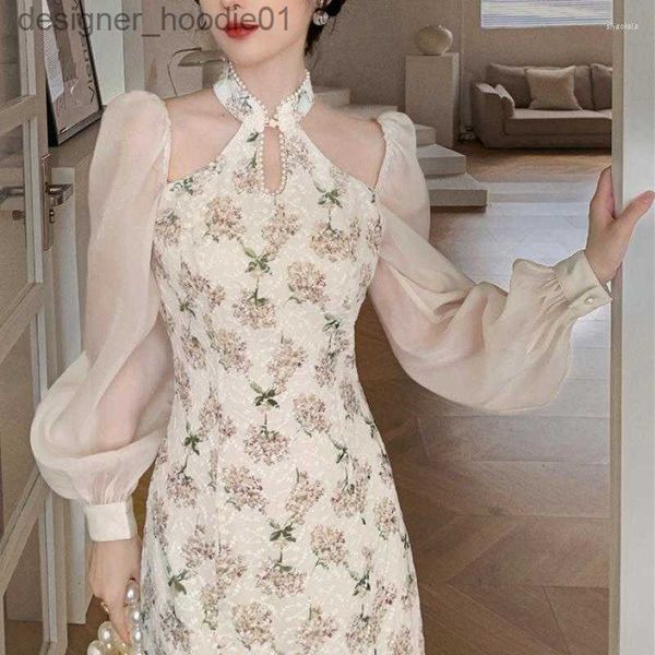 Grundlegende Freizeitkleider Freizeitkleider Frühling und Sommer 2023 Chinesischer Stil Retro Schlankes Temperament Elegantes High-End-Design Stickerei Verbessertes Cheongsam-Bankett L230